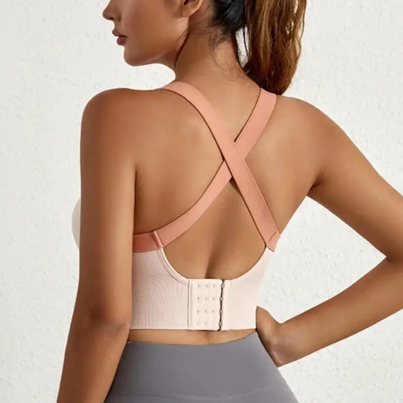 Strappy-Back Sports Bra with Secure Closure