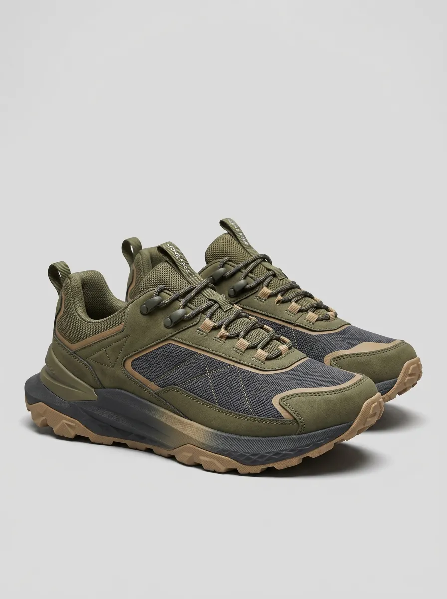 Casual Design Hiking-Inspired Mesh-Panel Casual Sneakers