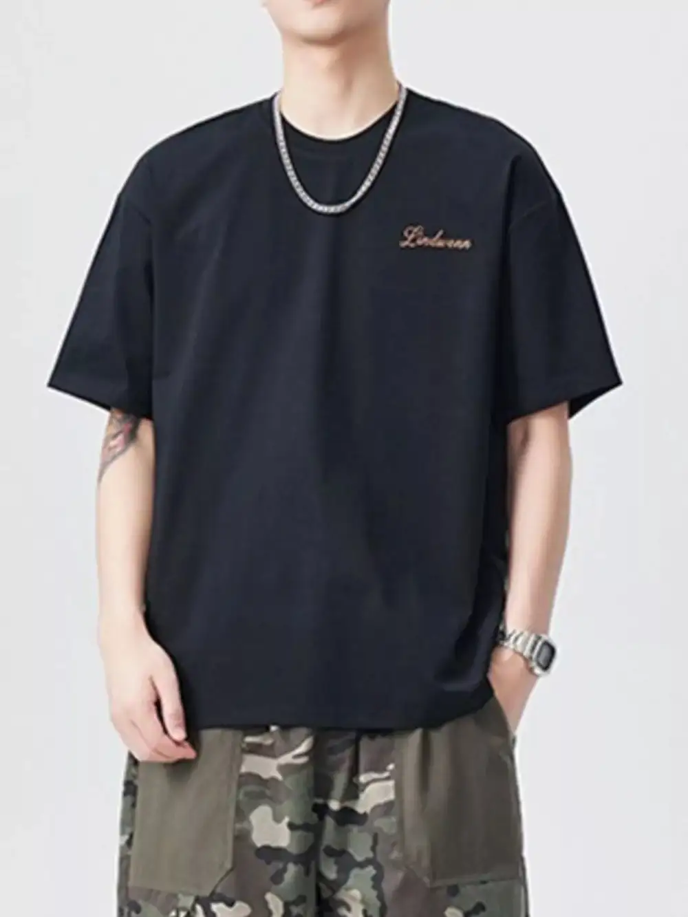 Cotton-Polyester-Blend Round-Neck Short-Sleeve T-Shirt