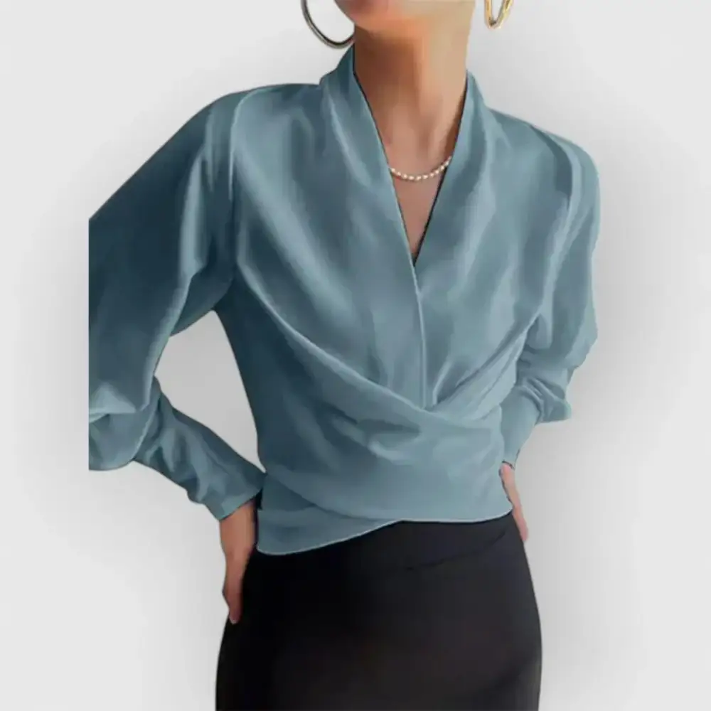  Puff Sleeve Wrap Blouse