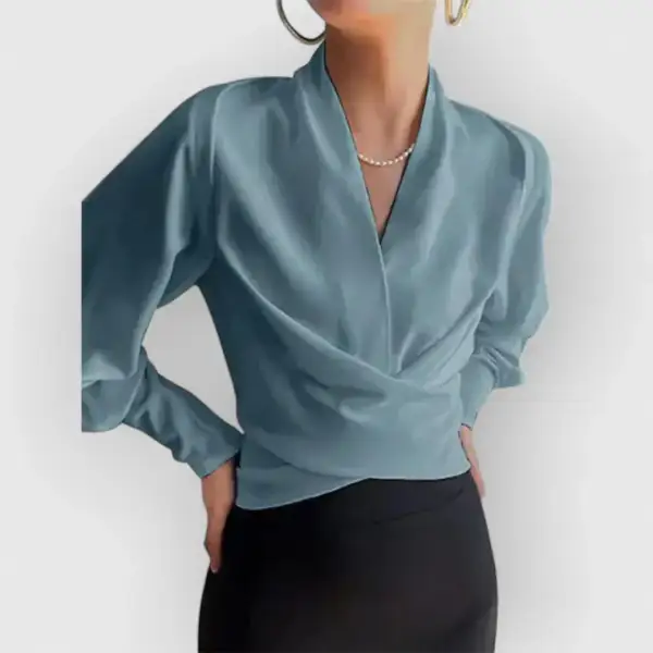  Puff Sleeve Wrap Blouse