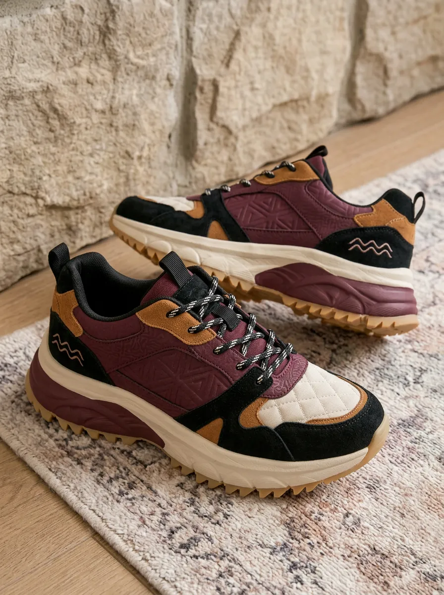Women's Colorblock Geometric Pattern Printed Sneakers