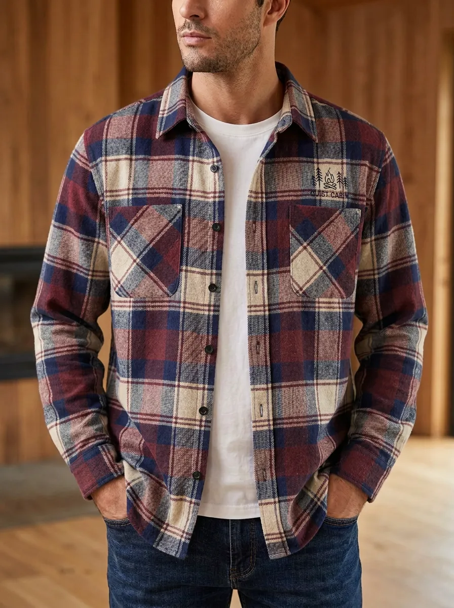 Campfire Tree Plaid Button Front Shirt