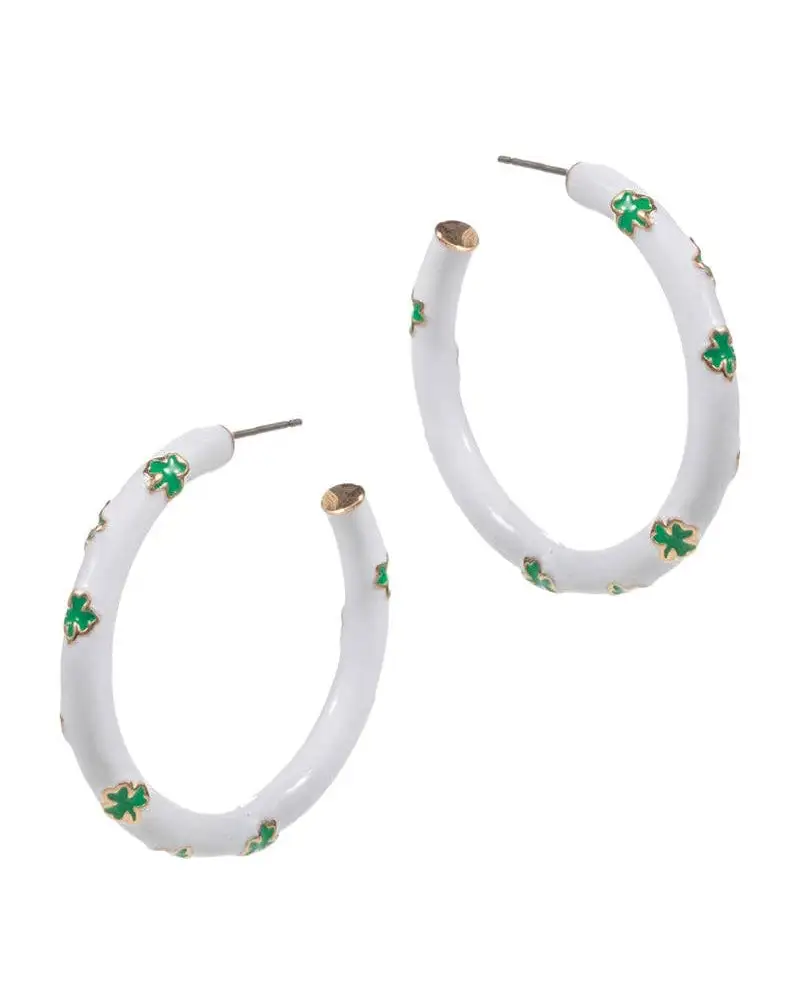 Clover Enamel Hoop Earrings