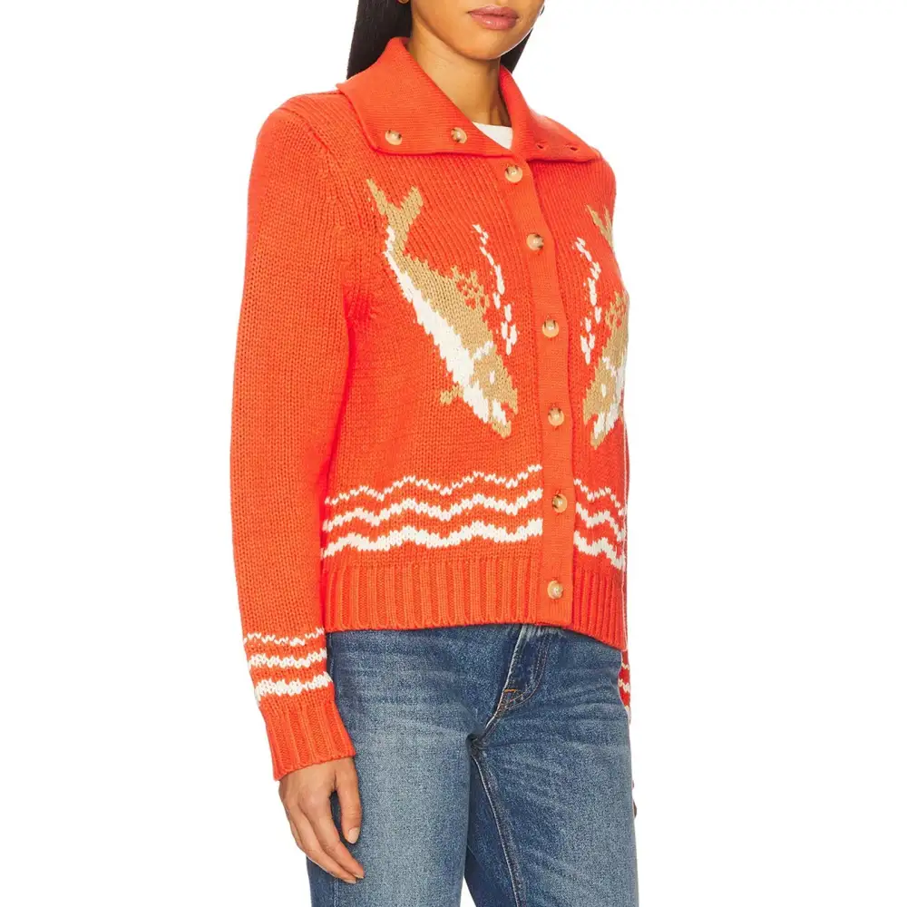 Fish Pattern Knit Cardigan