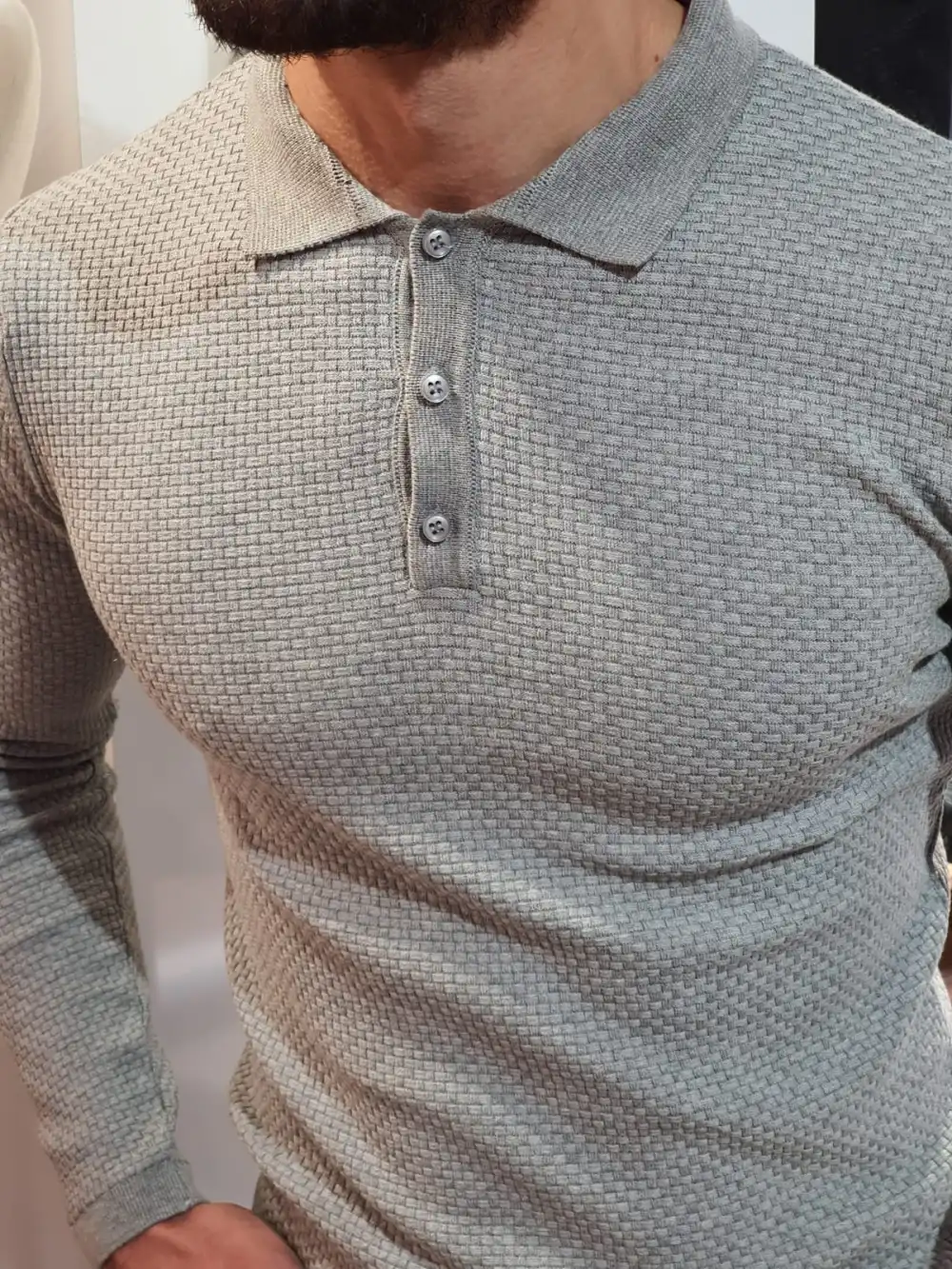 Polo Collar Slim Fit Knit Sweater