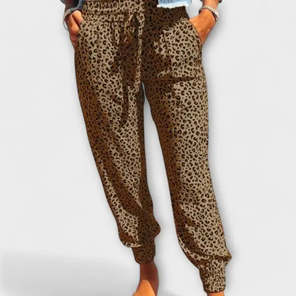 Wide Leg Leopard Print Relaxed Fit Trousers