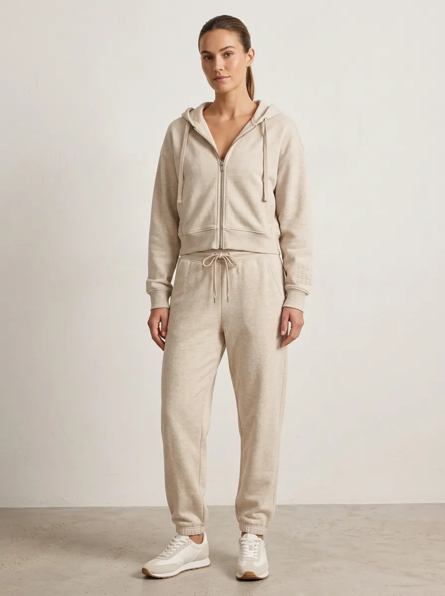 Studio Jogger Minimal Women's Cropped Zip-Up Hoodie Jogger Active Set