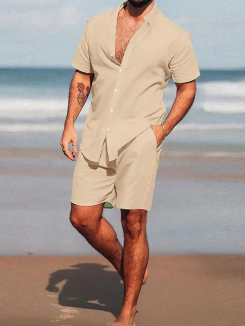 Short Sleeve Coordinated Shirt And Shorts Set