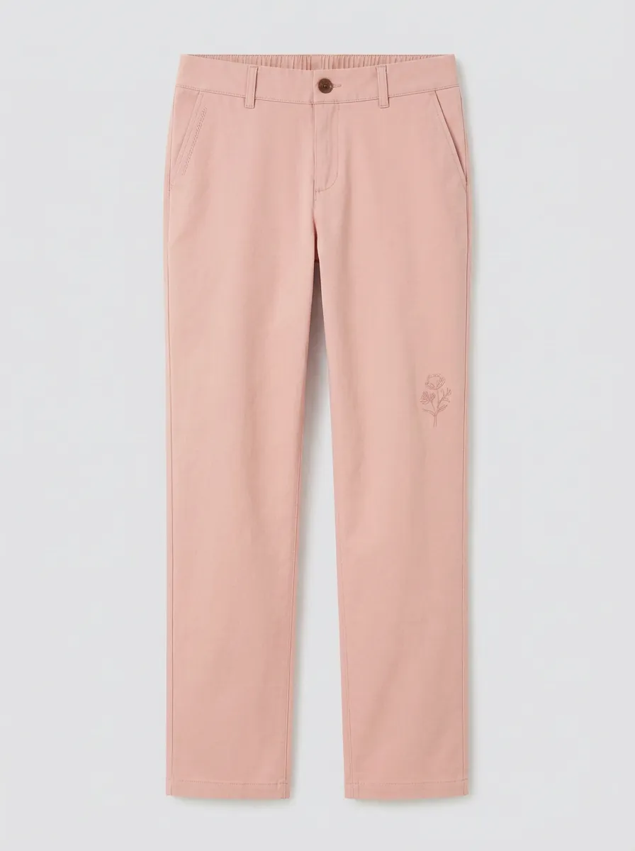 Women's Classic Comfort Floral Line Art Printed Mid Rise Straight Leg Pants