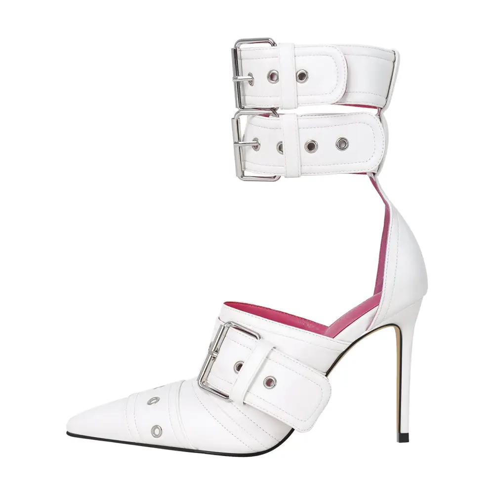 Sleek Pointed Toe Stiletto Buckle Strap Pumps