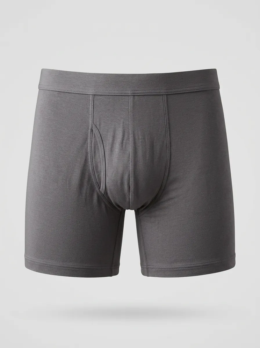 Men's Solid Grey Minimalist Printed Boxer Briefs