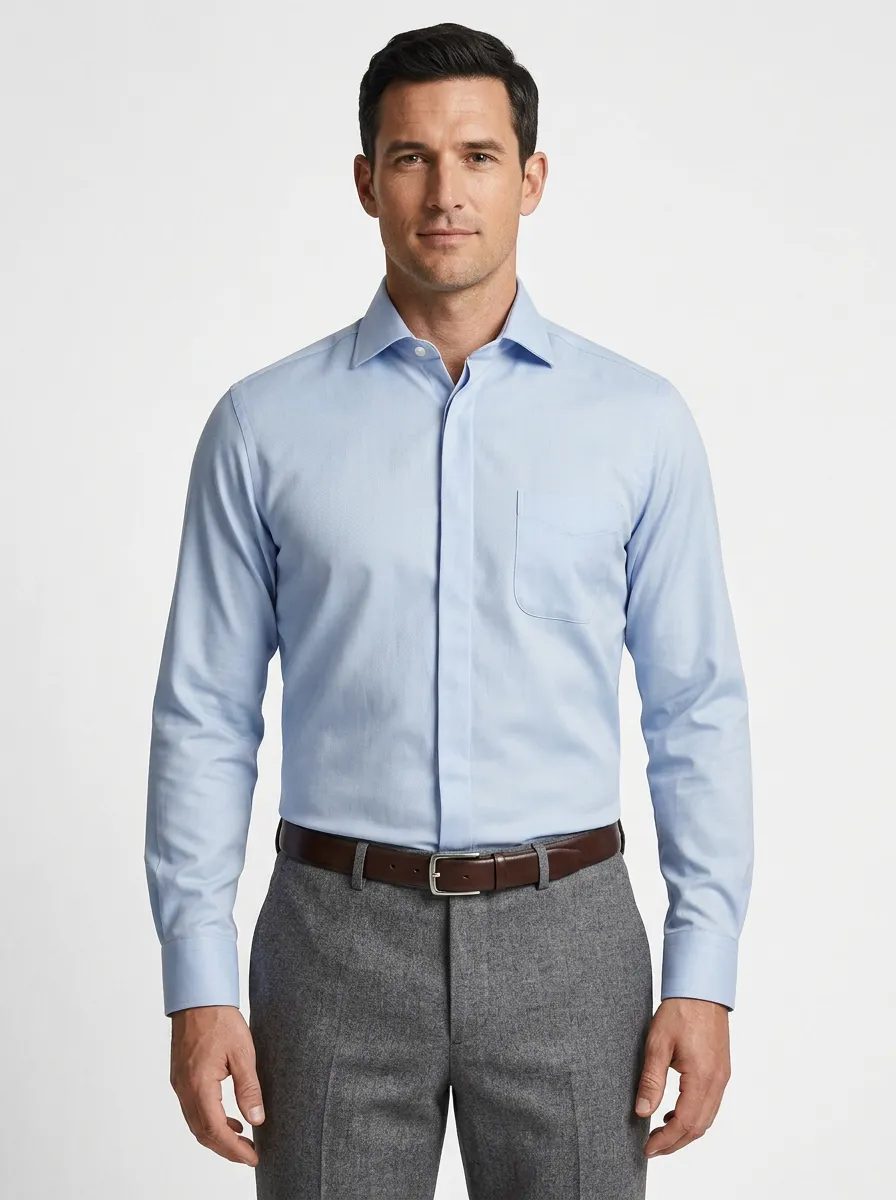 Men's Traditional Solid Dress Shirt