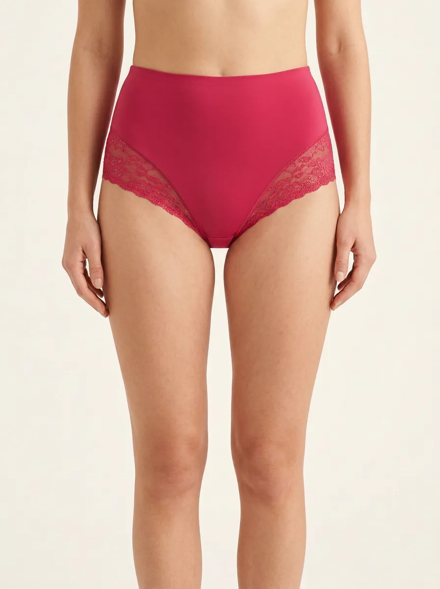 Sleek High-Waisted Floral-Lace Lace-Trimmed Panties