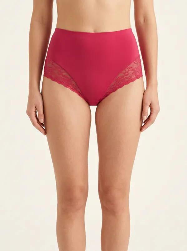 Sleek High-Waisted Floral-Lace Lace-Trimmed Panties