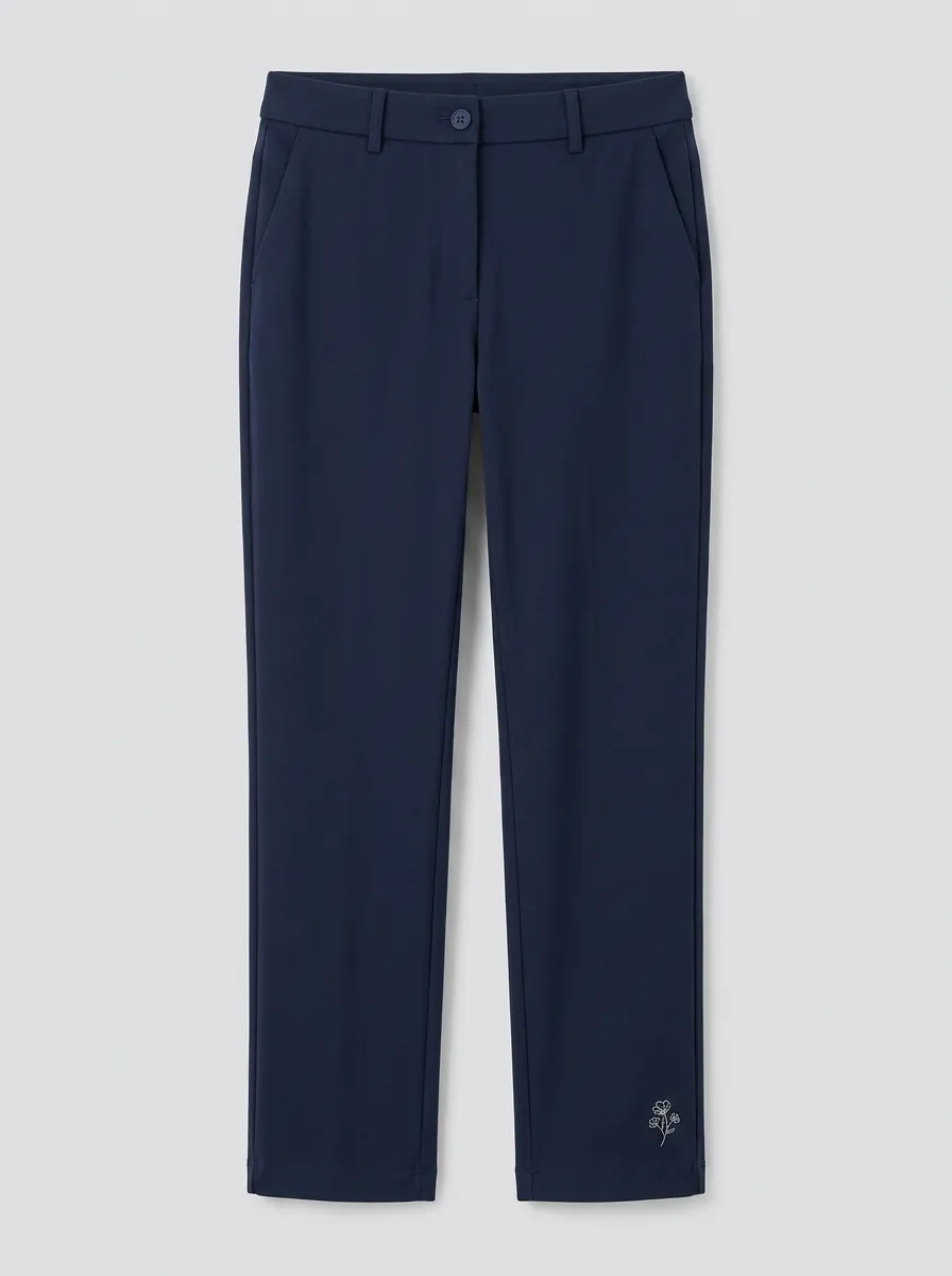 Women's Urban Comfort Floral Embroidered Mid Rise Straight Leg Pants