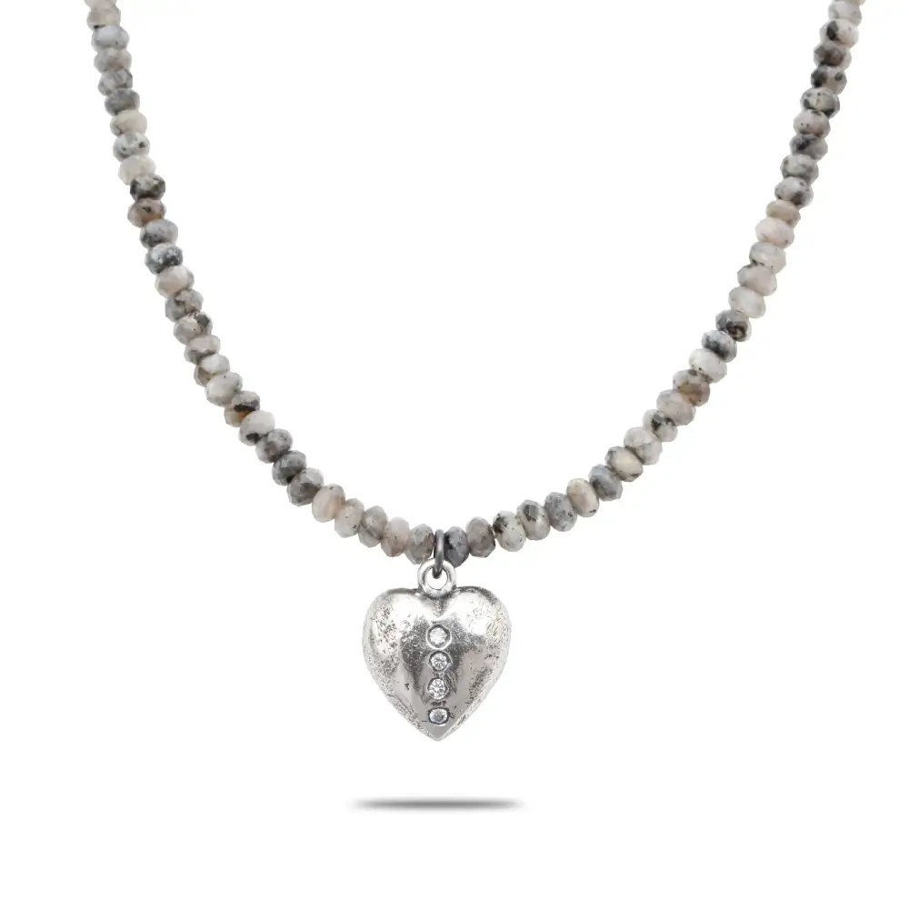 Beaded Heart Pendant Necklace