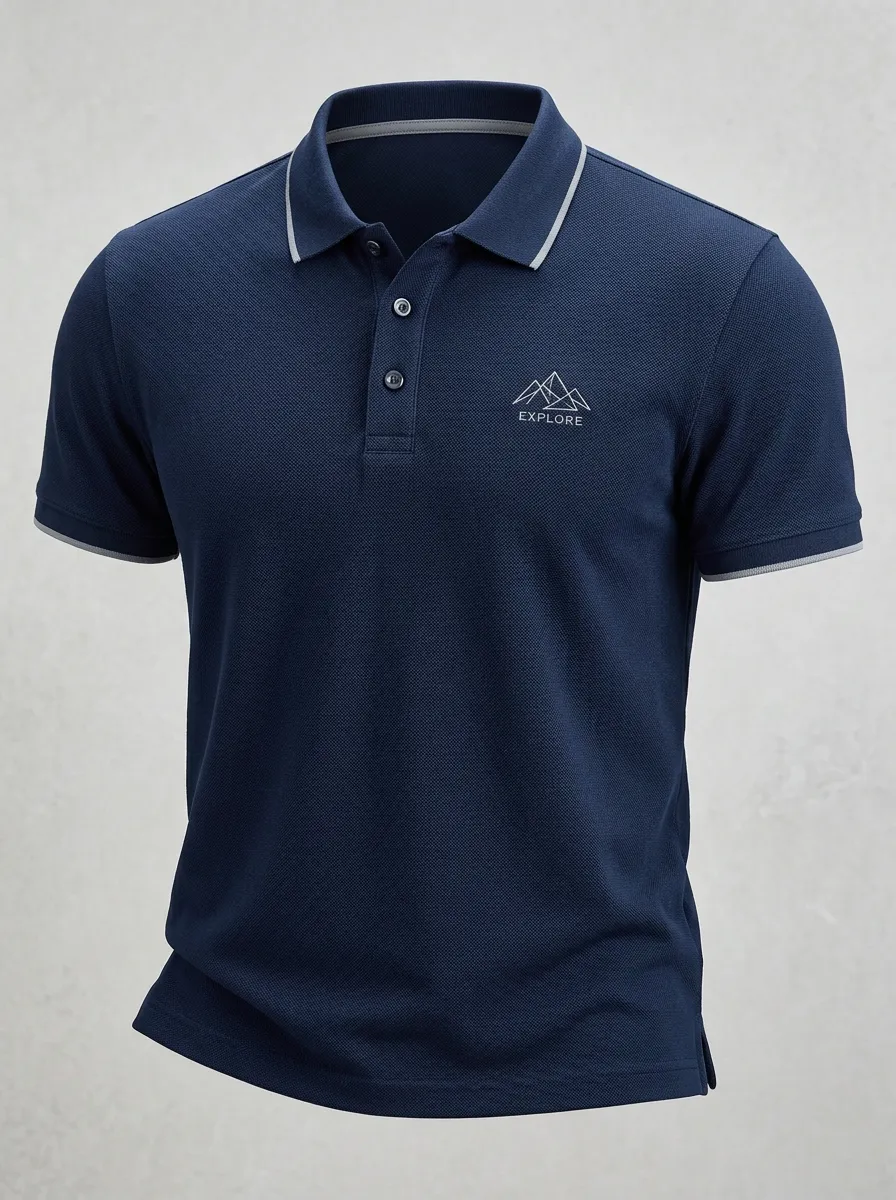Mountain-Detail -Detail Outdoor-Inspired Men's Polo Shirt