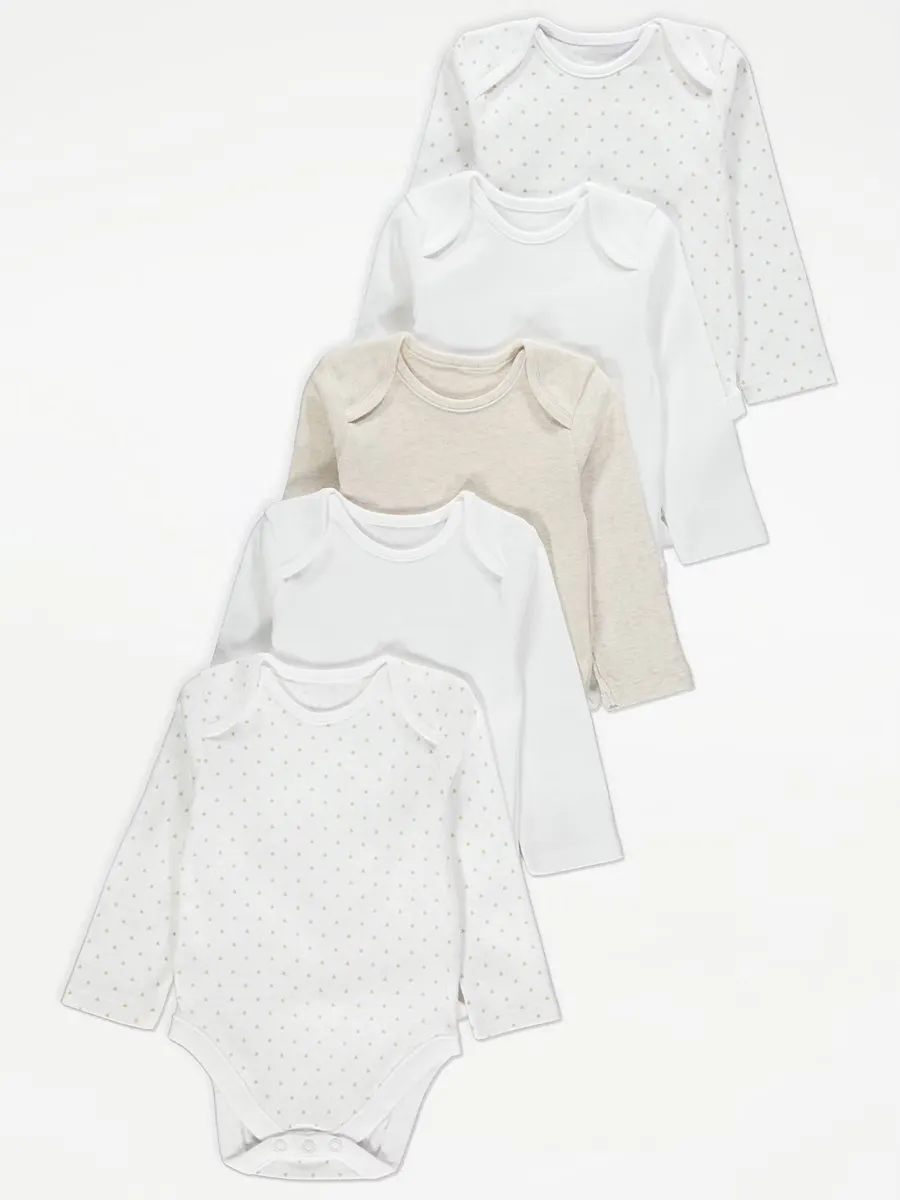 Neutral Long Sleeve Bodysuits 5 Pack
