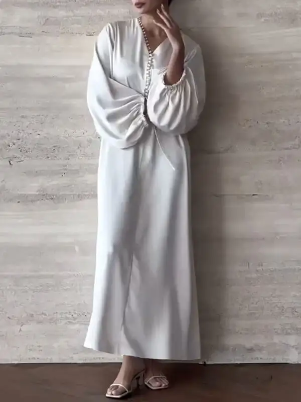 Loose Neck Shirt Maxi Dress