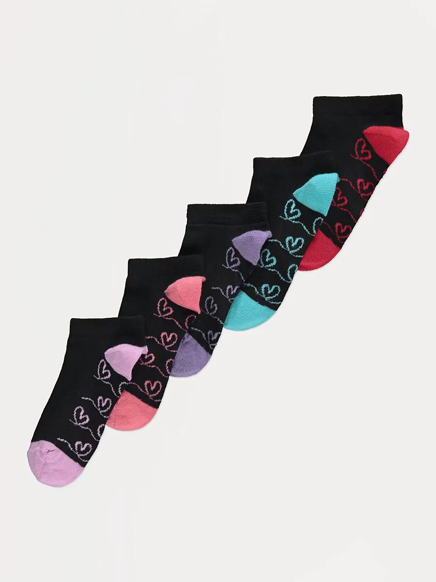 Heart Trainer Liner Socks 5 Pack