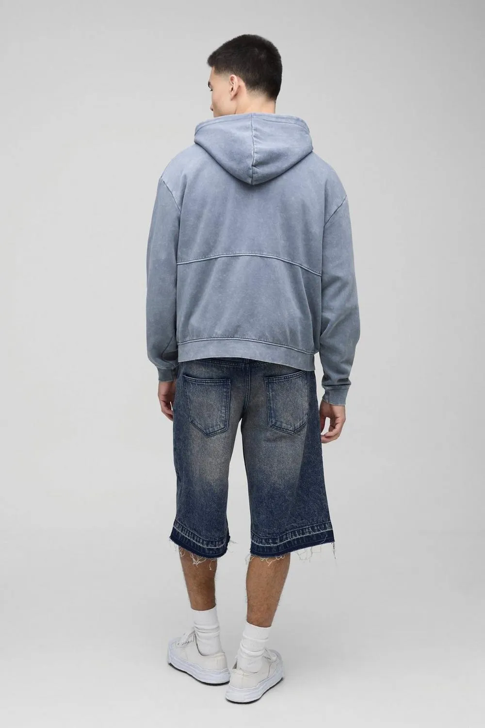 Longline Peach Tinted Denim Jorts Spring And Summer