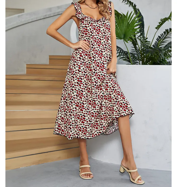 Ruffled Sleeveless Midi Dress