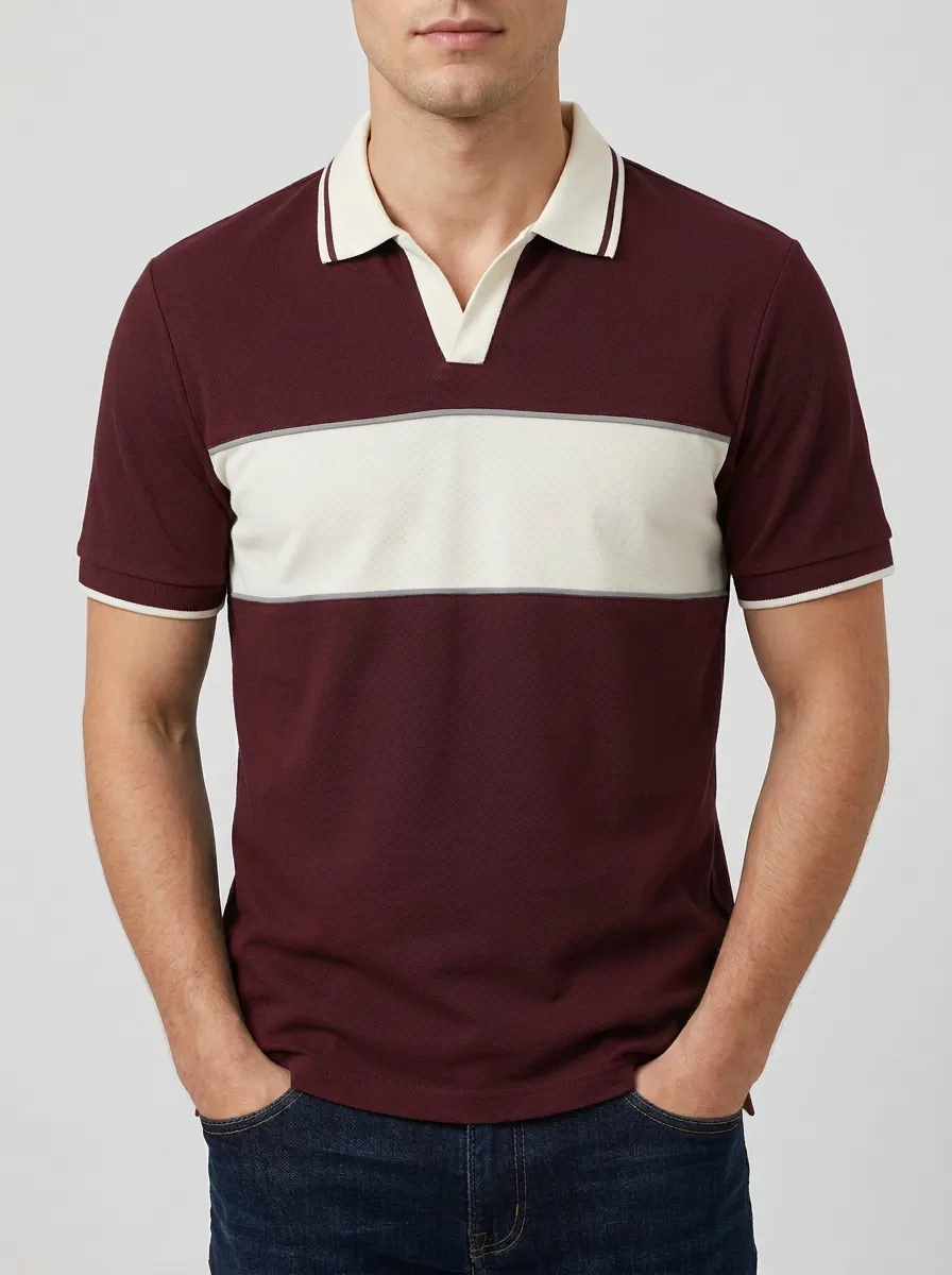 Men's Classic Comfort Colorblock Printed Polo Shirt
