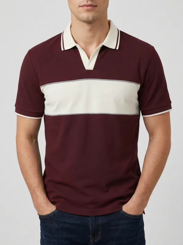 Men's Classic Comfort Colorblock Printed Polo Shirt