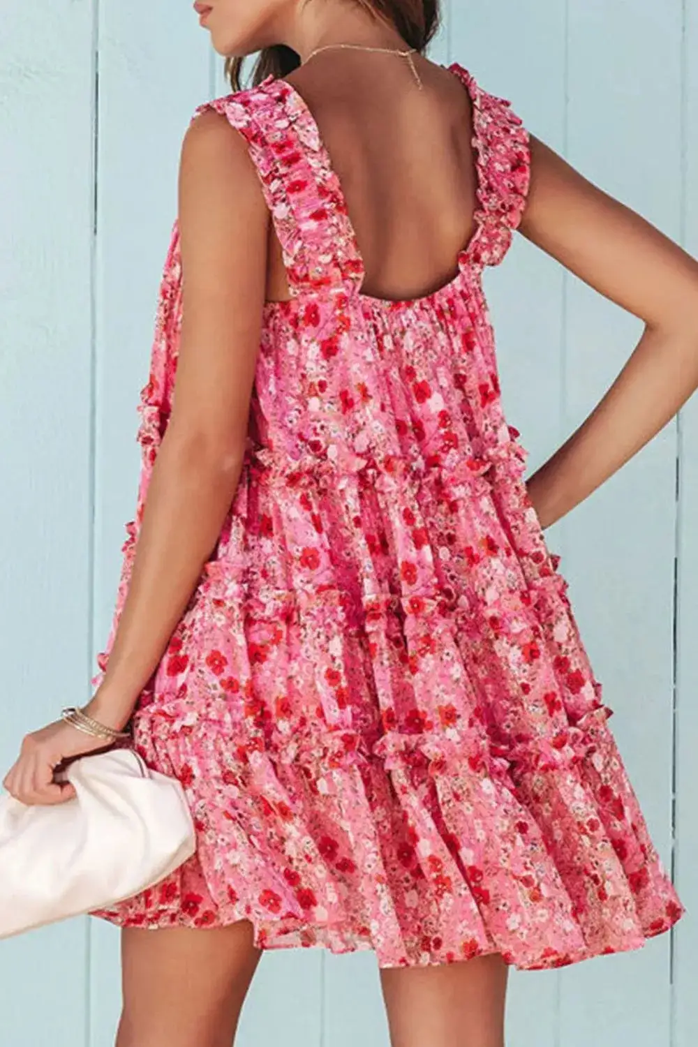 Comfort Fit Floral Printed Ruffle Mini Dress