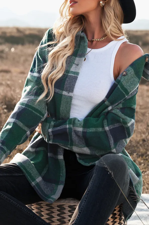 Plaid Easygoing Shacket Jacket