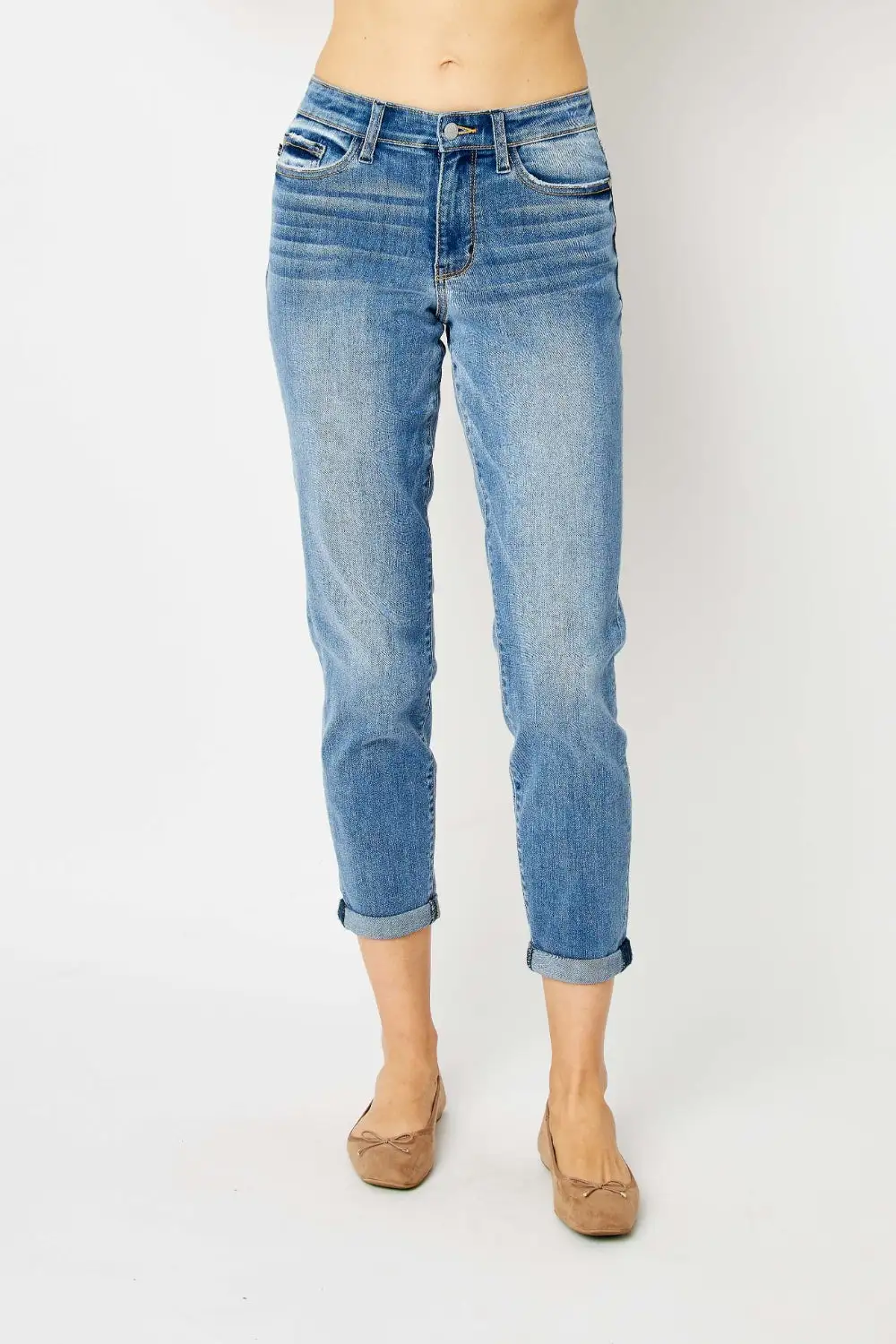 Clean Cuffed Denim Jeans