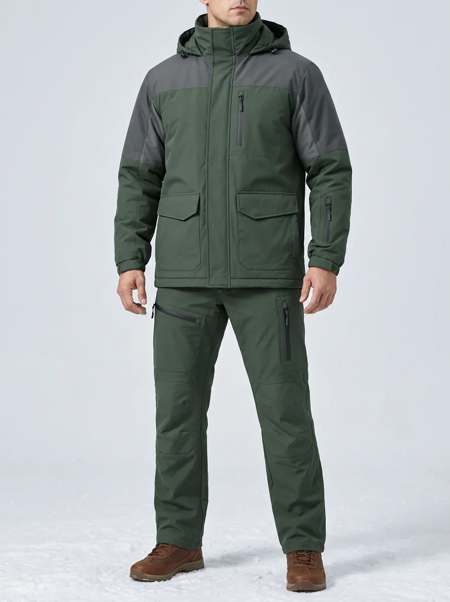 Men's Tactical Jacket and Pants with Hooded Details