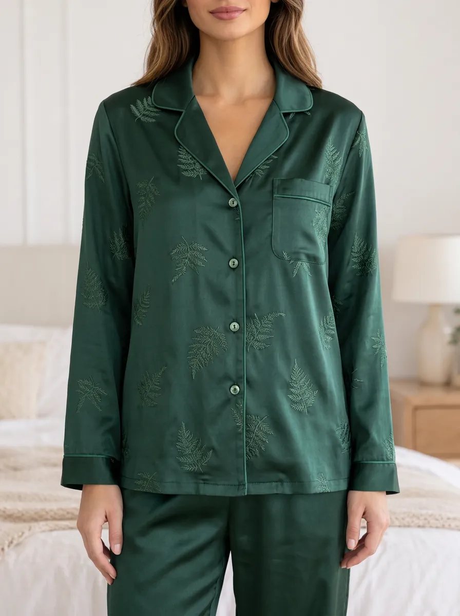 Button Front Collared Easy Wear Pajamas