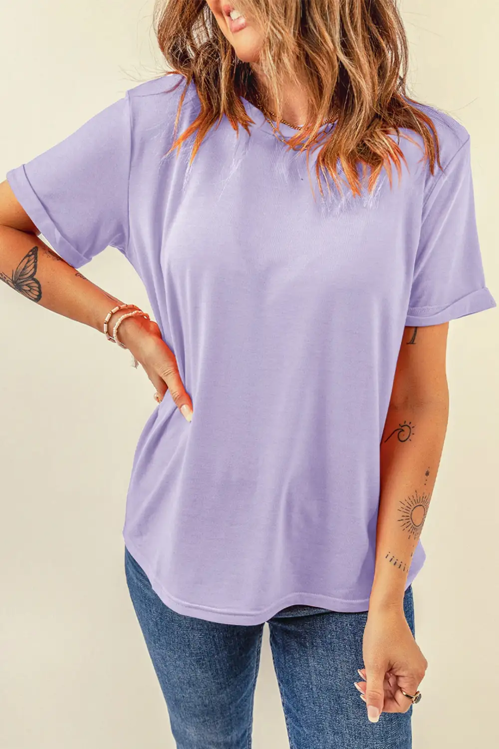 Orchid Petal Casual Plain Tee