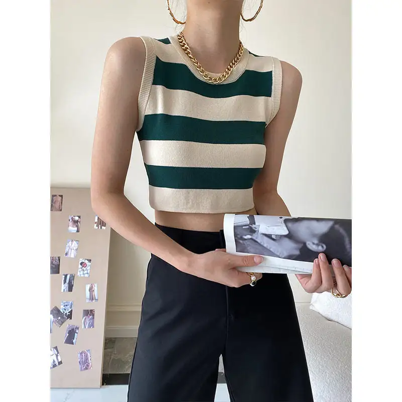 Versatile Wide Stripe Knit Vest