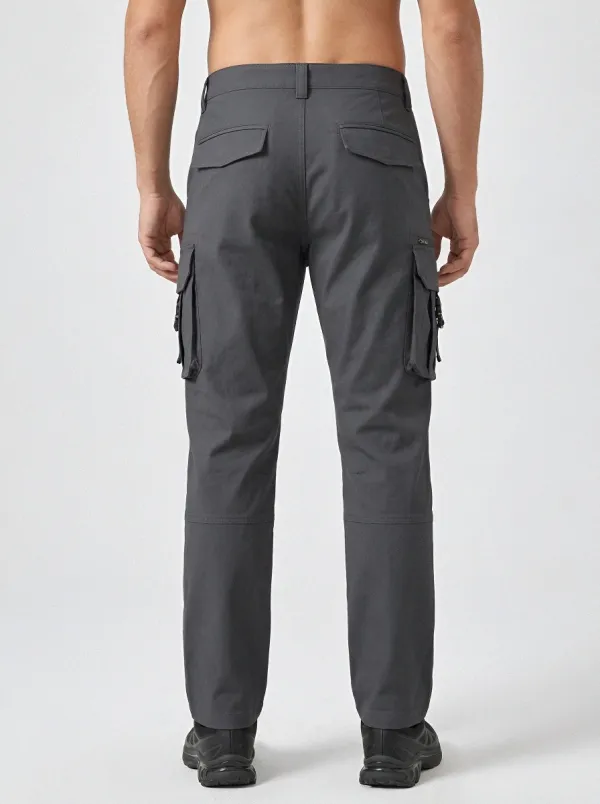 Men's Charcoal Grey Multi-Pocket Utility Cargo Pants