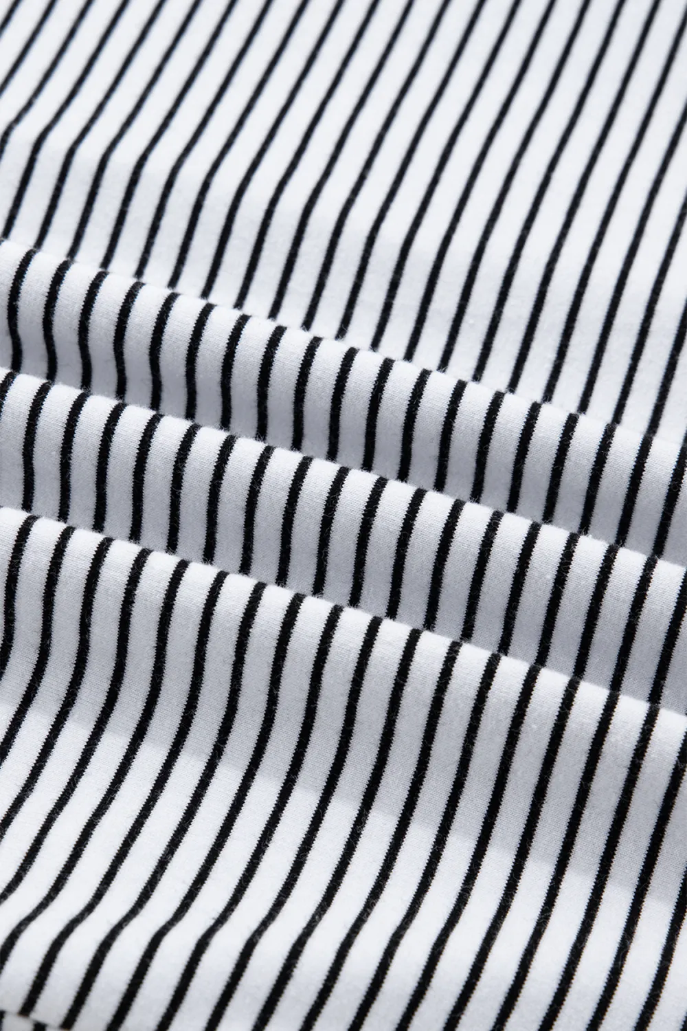 Rose Stripe Contrast Trim Round Tee