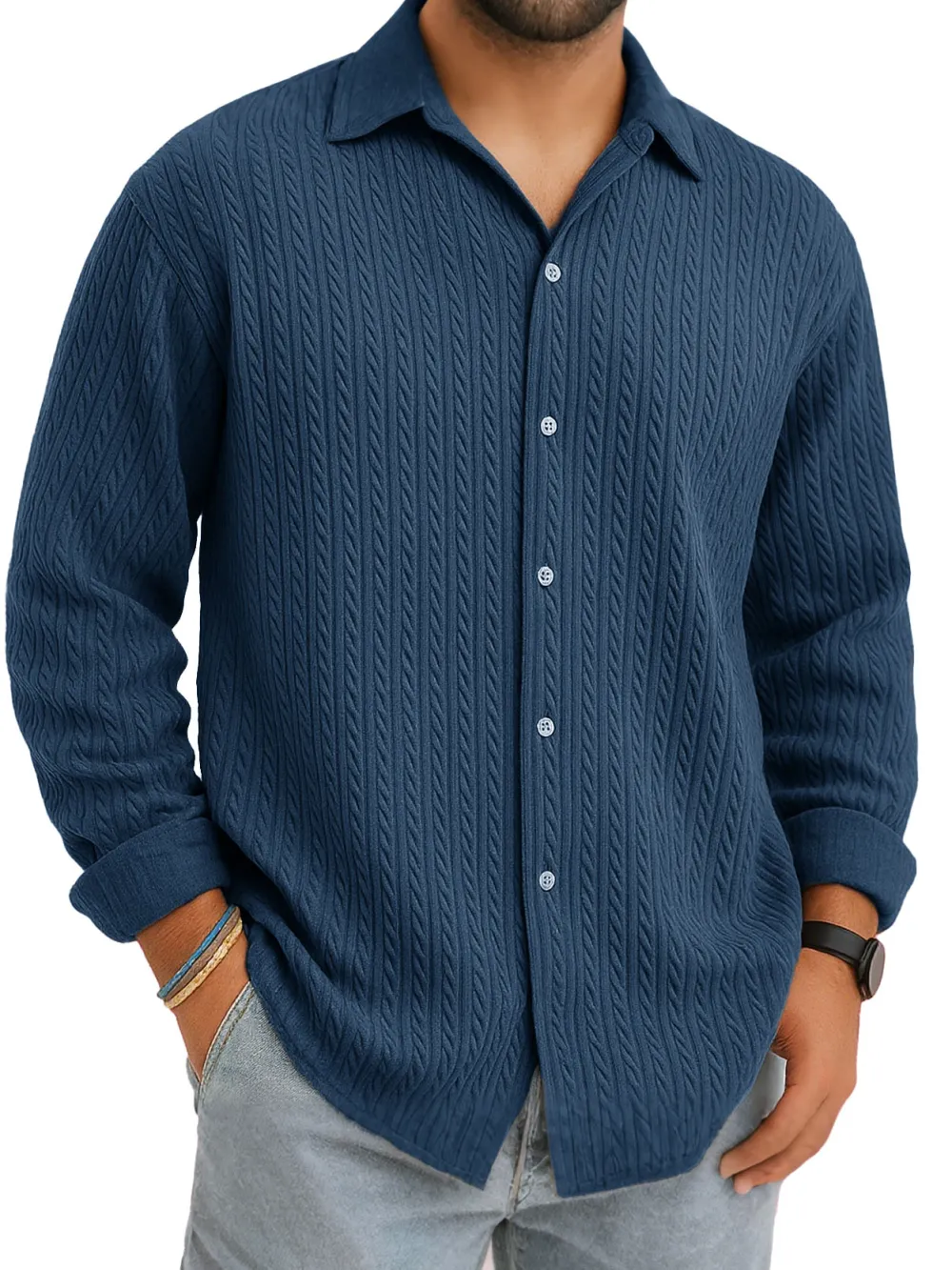 Jacquard Camp Collar Shirt