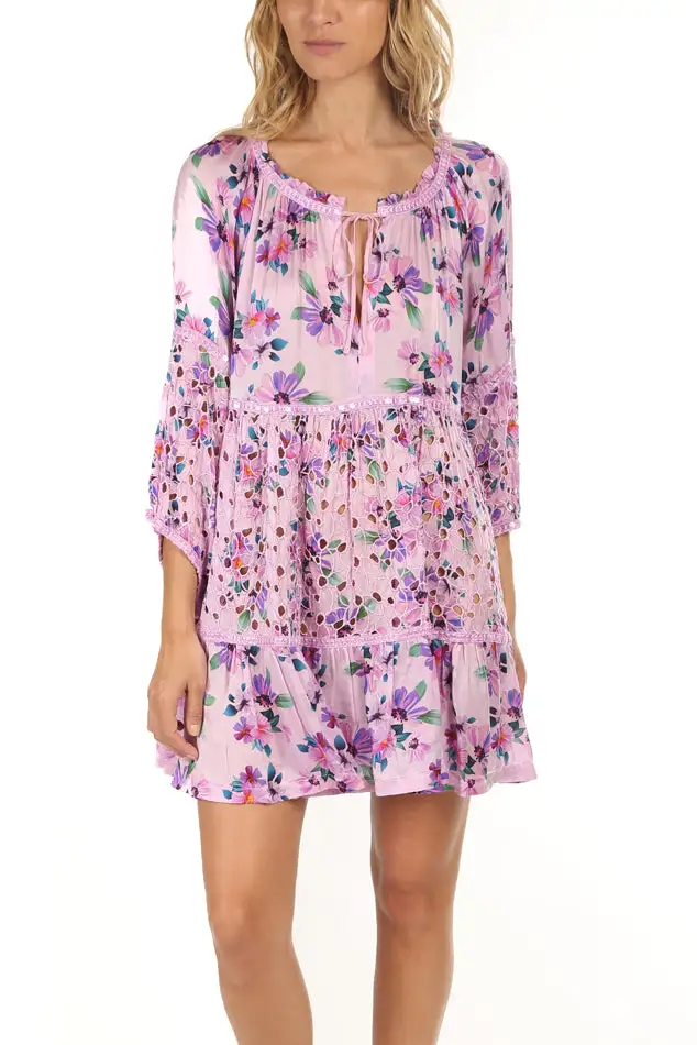 Floral Linen Silk Casual Dress