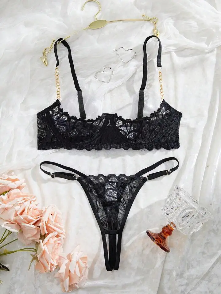 Refined Lace Sheer Bra And Panty Set