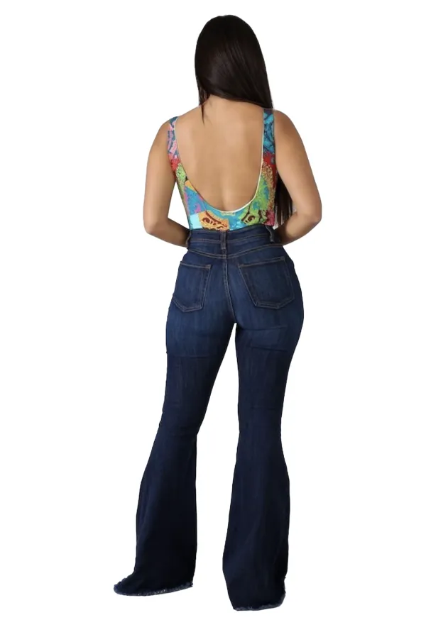 Women's High Waist Bell Bottom Jeans