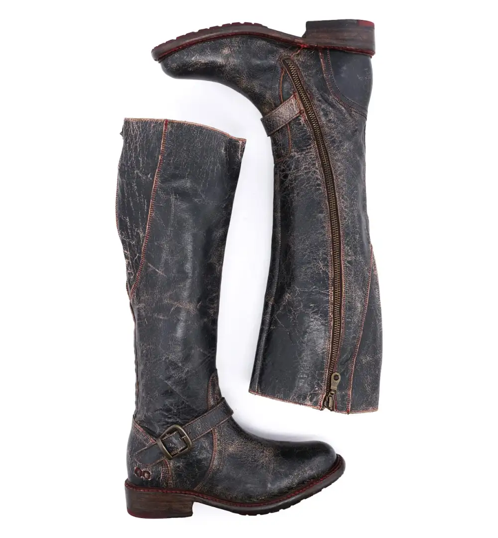 Buckled Layered Riding Boots