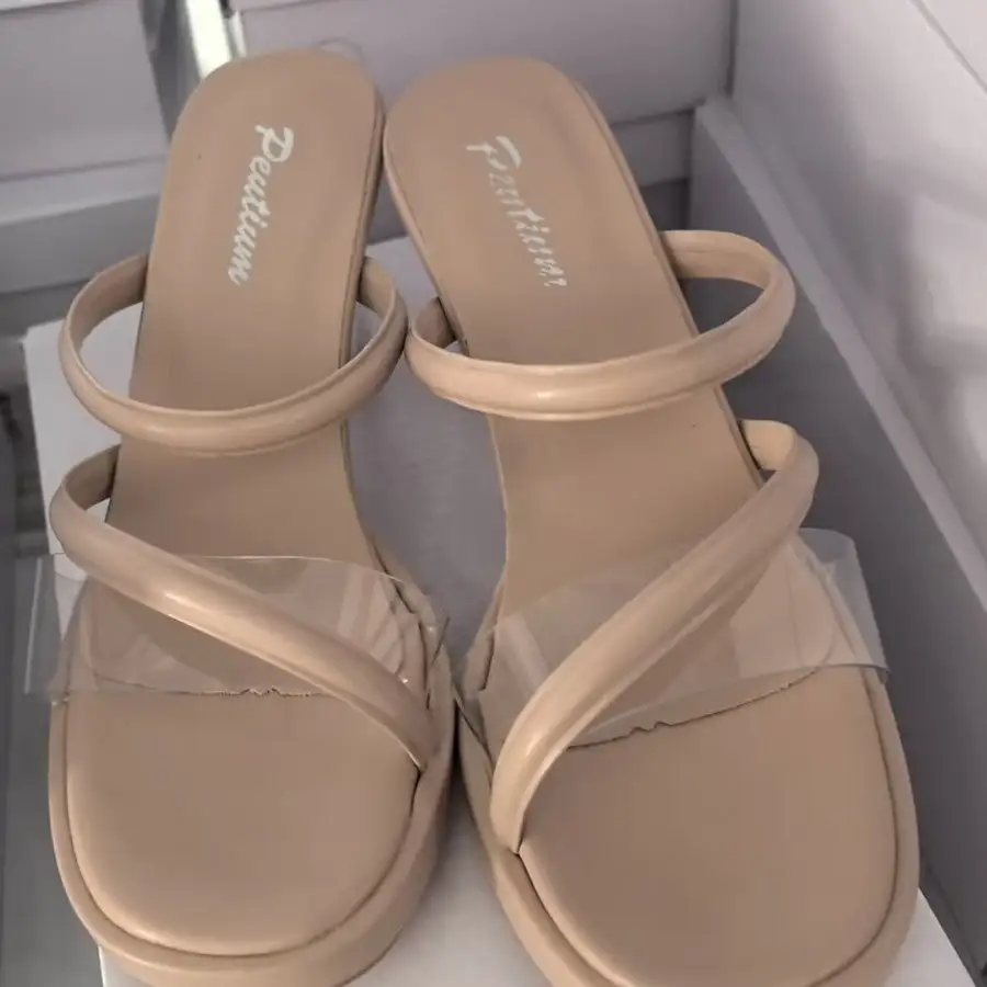 Transparent Crystal Block Heel Sandals