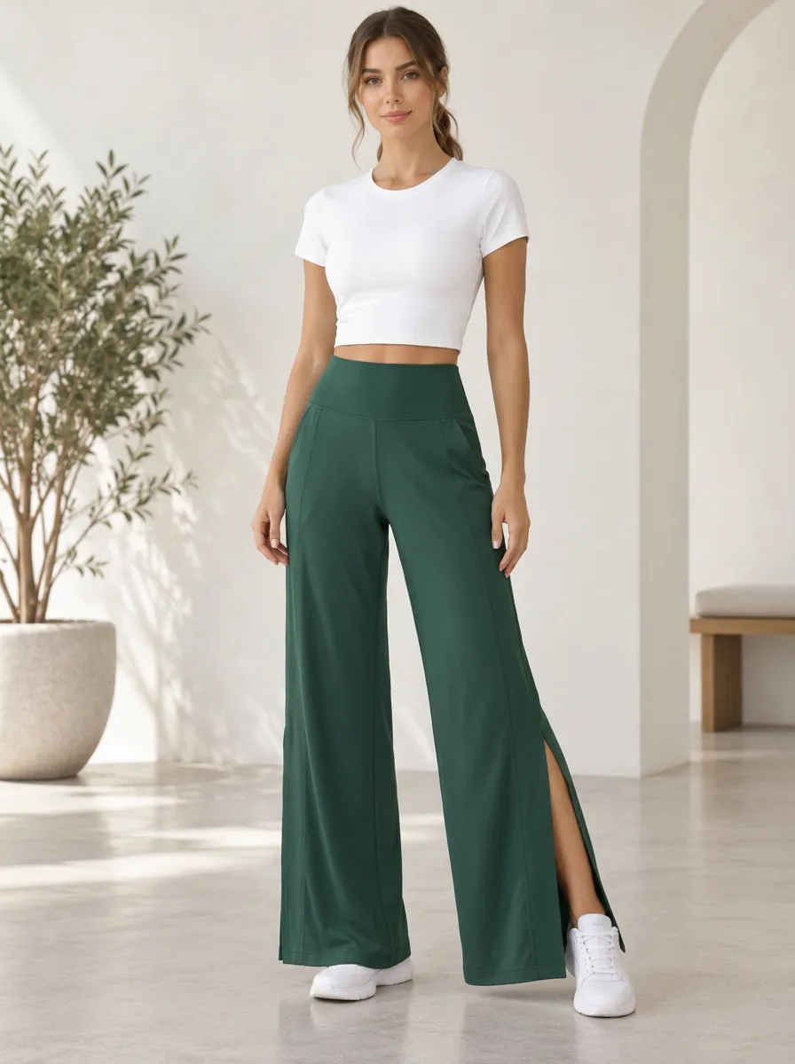 Modern Active Women's Wide Leg Split Hem Sport Pants