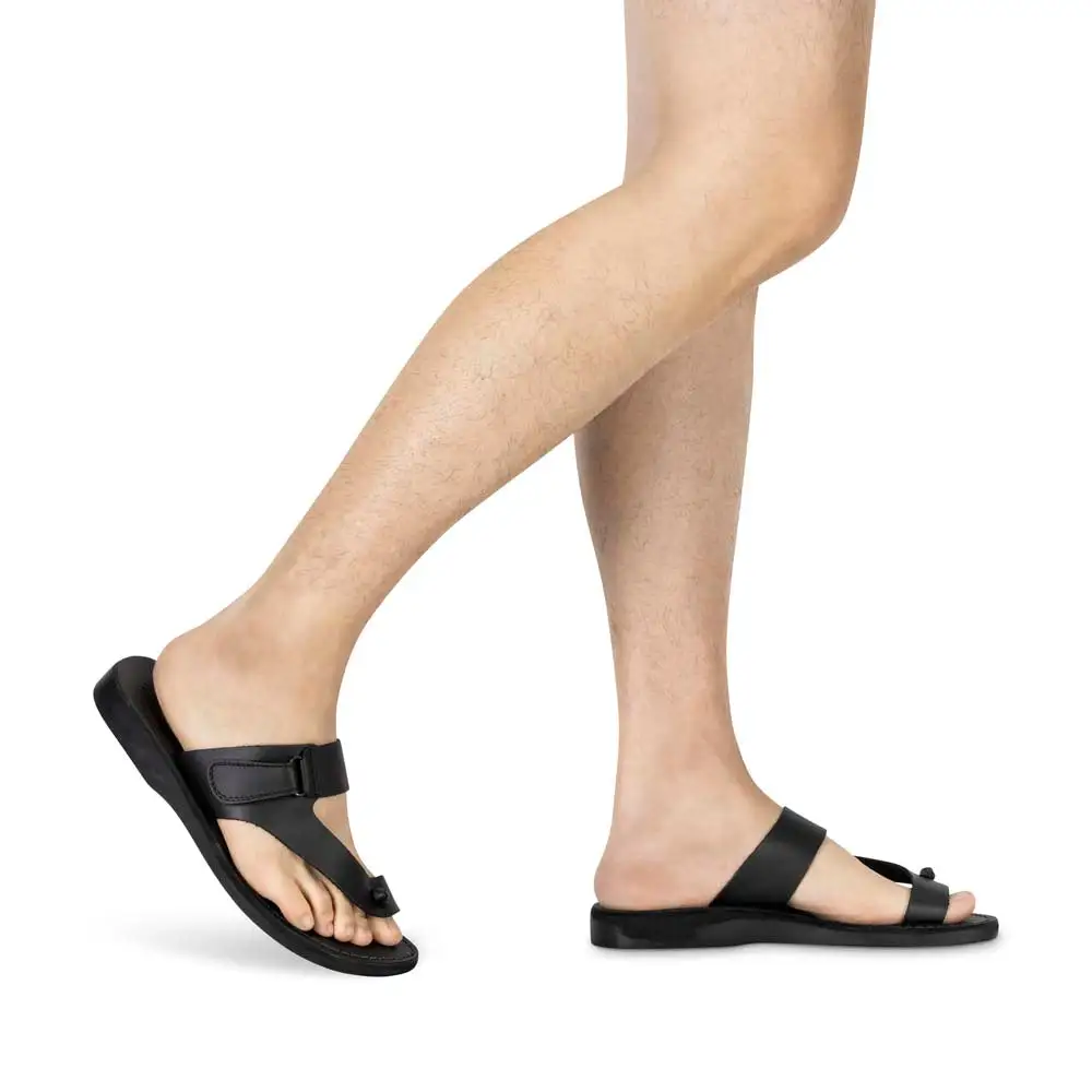 Relaxed Leather Velcro Strap Sandals