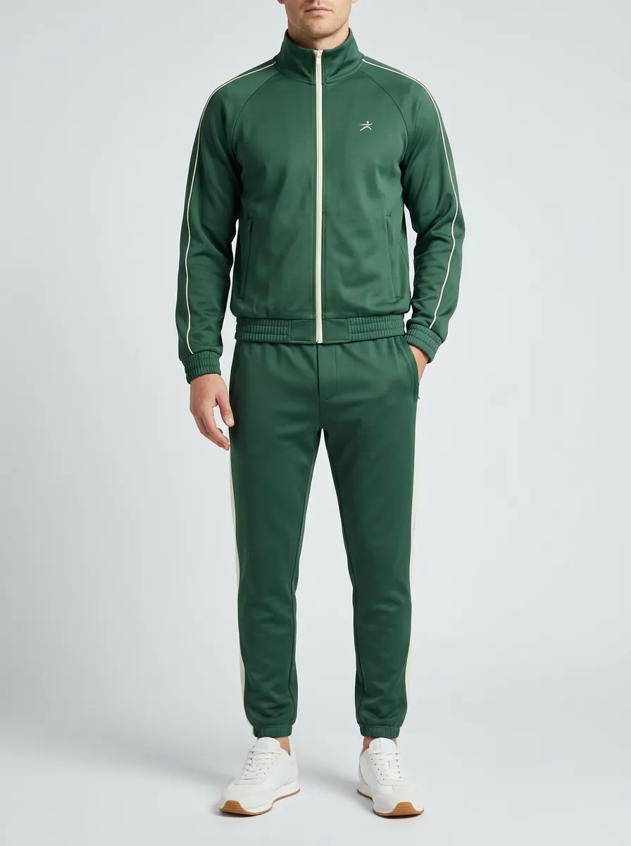 Men's Side Stripe Zip Front Top and Pants Set