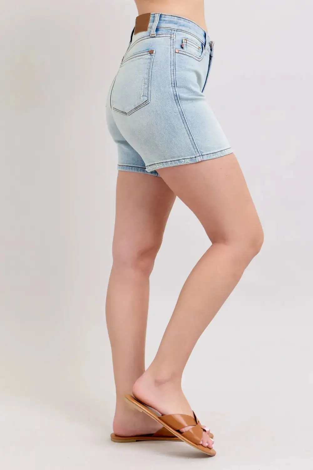 Draped Versatile Denim Shorts
