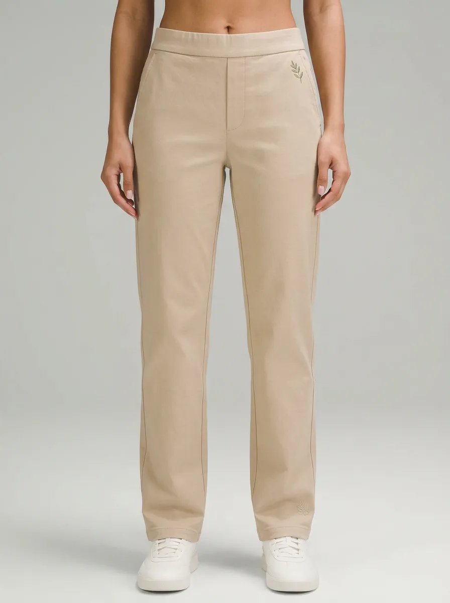 Women's Classic Weekend Leaf Printed Mid Rise Straight Leg Pants