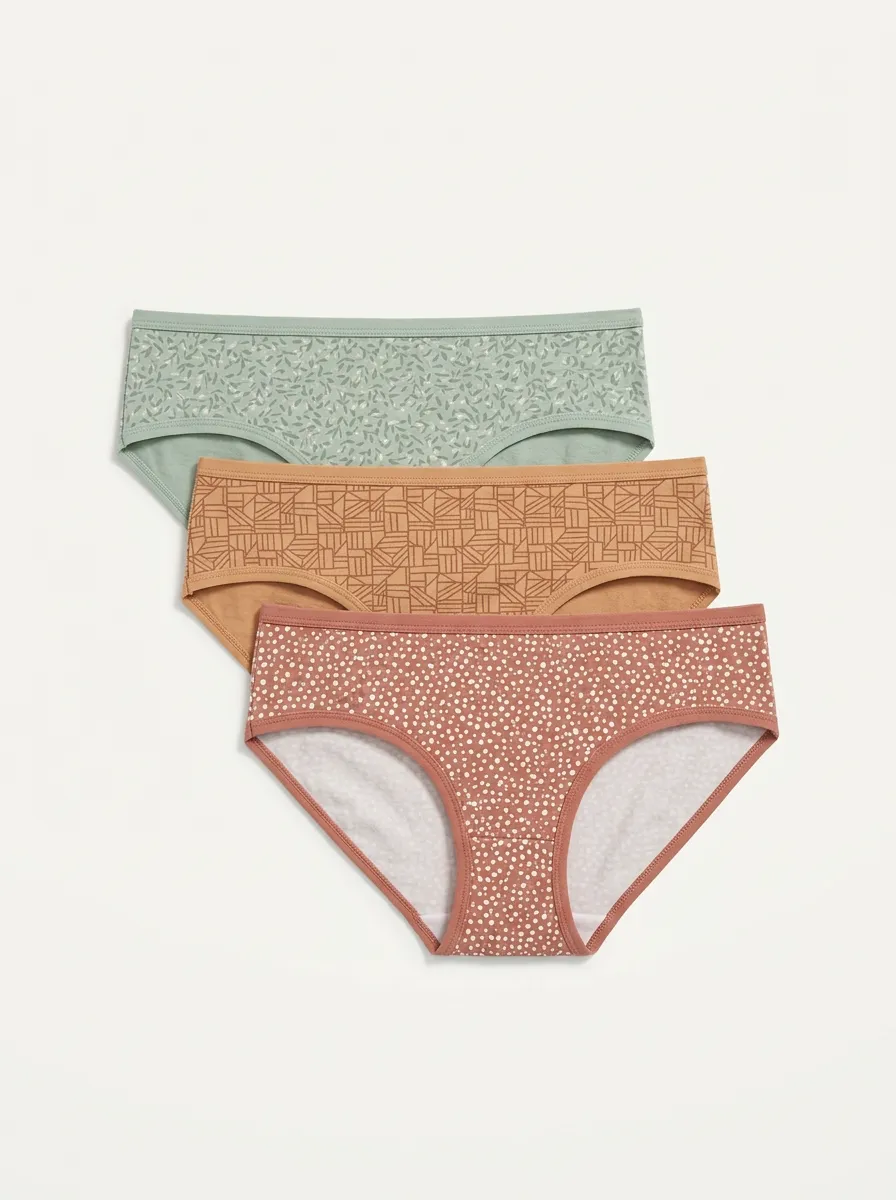Women's Boho Floral Geometric Polka Dot Printed Three Pack Panties